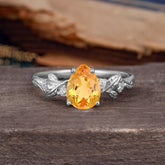 Pear Shaped Nature-Inspired Women's Citrine Engagement Ring